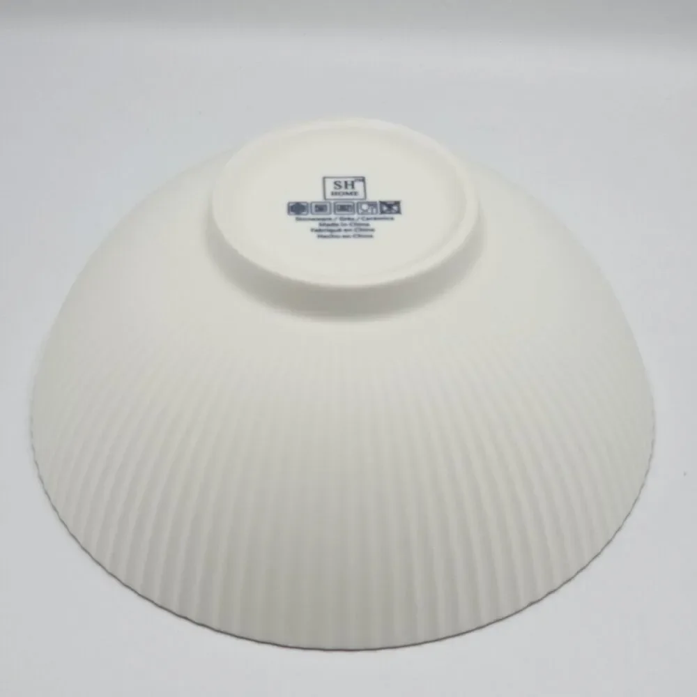 SH‎ Home 42oz Blue Ceramic Ramen Noodle Soup Bowl Chopsticks Spoon Floral Motifs